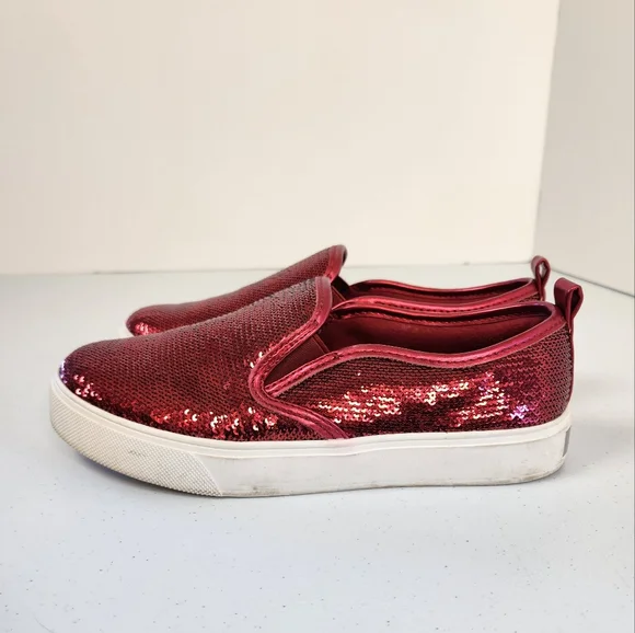 Aldo Shoes Aldo Red Sequin Shoes Slip On Sneakers Rubber Sole Dorothy Wicked Size 6 Womens Poshmark